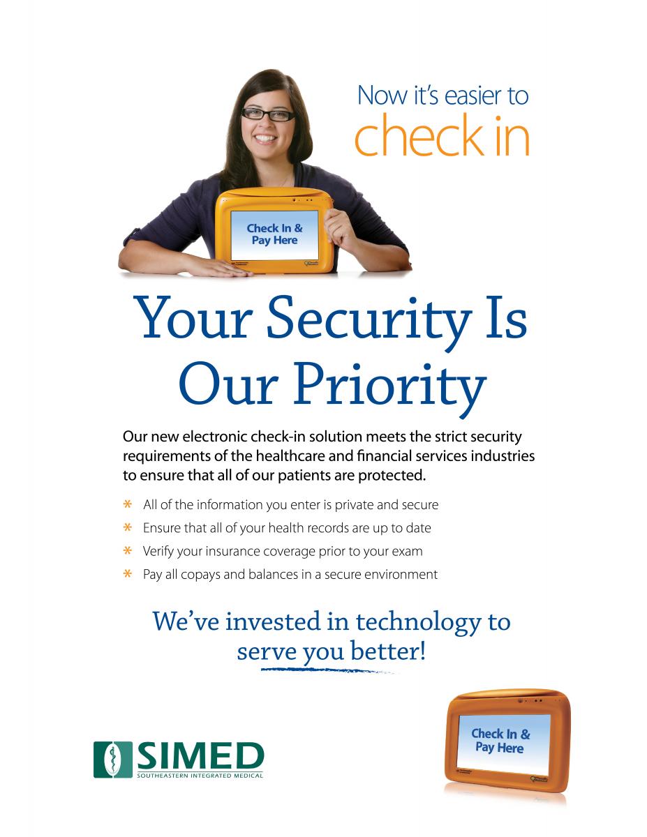 Flyer for SIMED's New Check-In System