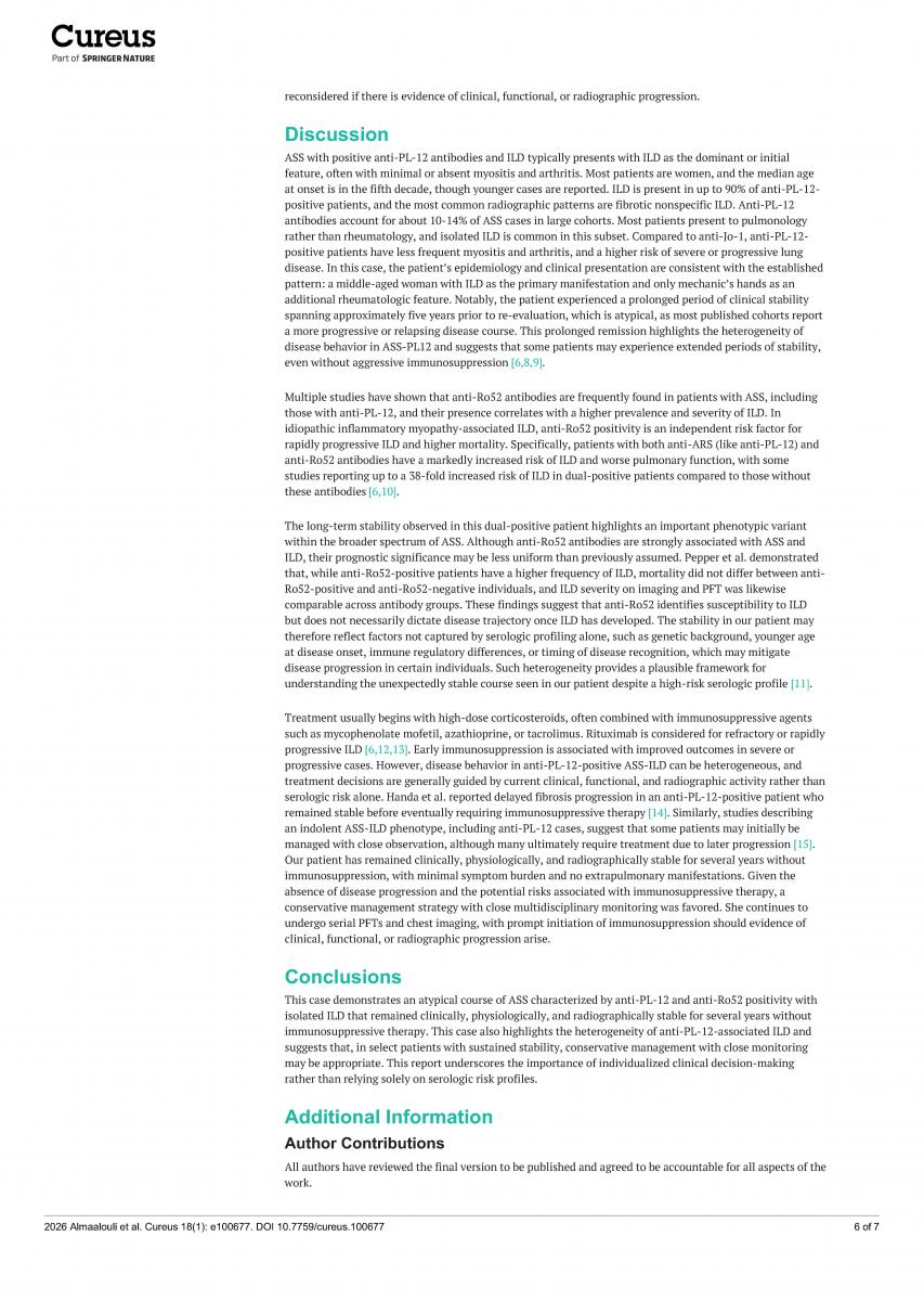 A case report of long-term nonprogressive Interstitial Lung Disease