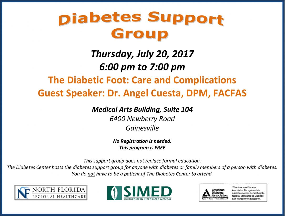 Dr. Angel Cuesta presents at the Gainesville Diabetes Support Group on Diabetic Foot Care