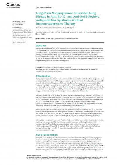  A case report of long-term nonprogressive Interstitial Lung Disease