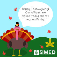 Thanksgiving turkey flat design doctor office closed announcement