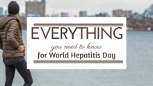 Everything you need to know about hepatitis for World Hepatitis Day banner with man looking off