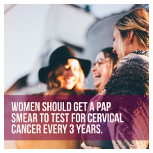 Women laughing with information about pap smear and cervical cancer screening