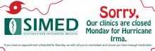 SIMED closed Monday for Hurricane Irma sign
