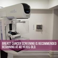photo of a mammography machine saying you should get a mammography when you turn 40